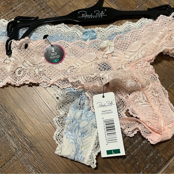 René Rofé Lingerie set of 2 lace sheer thongs - Picture 5 of 6